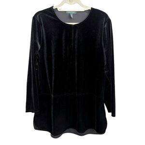 Ralph Lauren Women’s Black Velvet Long Sleeve Top